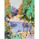 y15952-油畫-油畫風景系列-湖畔